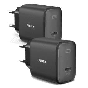 2Er Pack Aukey Schnell Ladegeraet Usb C 3.0 Je 20W Pa F1S Schwarz