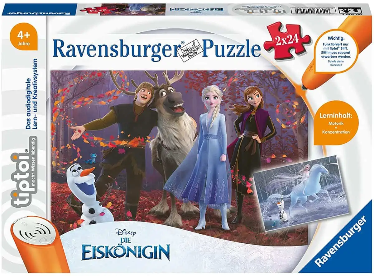 Ravensburger tiptoi Spiel: Puzzle für kleine Entdecker: Die Eiskönigin – (2×24 Teile) für 8,99 € [Prime] statt 11,99 €