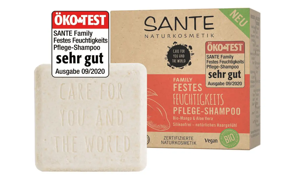 SANTE Naturkosmetik Festes Shampoo (trockenes Haar), Bio-Aloe Vera und Mango, 60g, 3,67 € prime statt 8,14 €