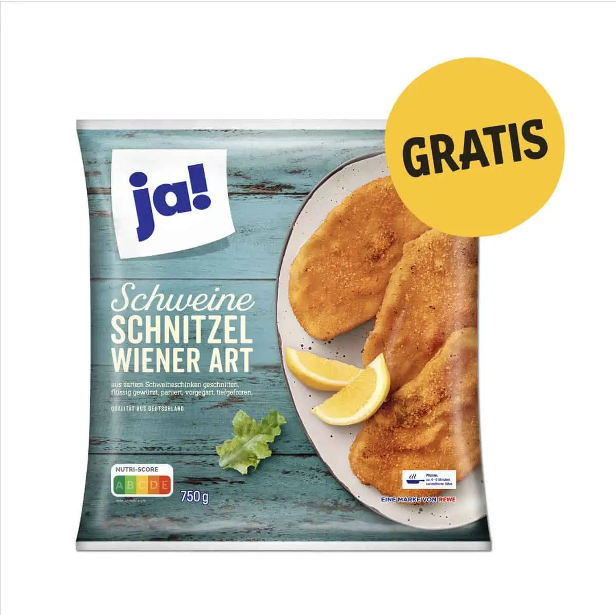 Gratis: ja! 750g Schweine Schnitzel ( REWE APP – 10,00 € MBW) statt 4,29 €