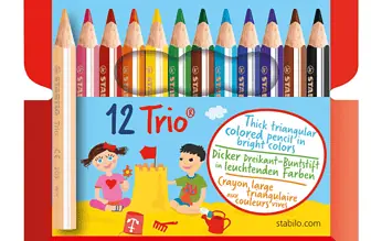 Dreikant Buntstift STABILO Trio dick kurz 12er Pack mit 12 verschiedenen Farben   Amazon.de  B