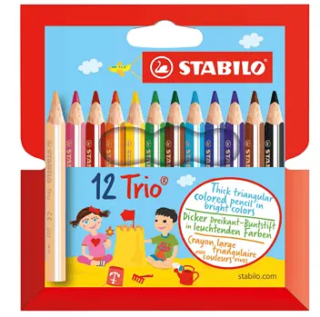 Dreikant Buntstift STABILO Trio dick kurz 12er Pack mit 12 verschiedenen Farben   Amazon.de  B