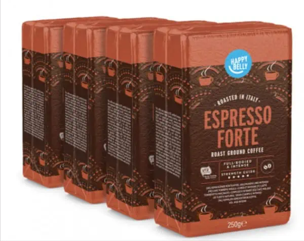 Happy Belly Gemahlener Röstkaffee Espresso Forte 4er Pack (4 x 250g) ab 10,15 € inkl. Prime-Versand