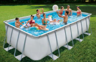 OUTTECH Premium FRAME Pool weiss PVC Stahl 594x274x132 cm jede Menge Zubehoer inklusive rechtecki