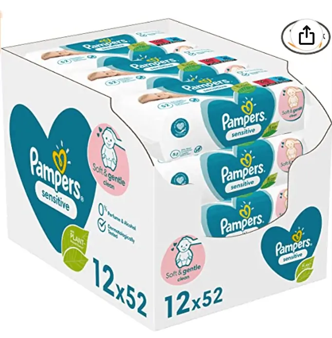 Pampers Sensitive Feuchttücher 12 Packungen Mit Feuchttüchern = 624 Feuchttücher ab 8,77 € (Prime)