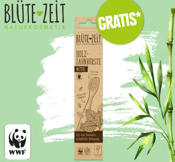 Gratis:  Blütezeit Holzzahnbürste gratis #PlastikFREItag (EDEKA App – MBW 5,00 €)