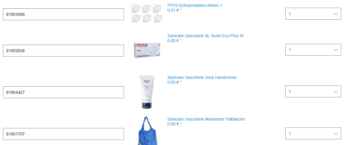 Fehler? 6 FFP2-Masken + 100 Vinyl Handschuhe + Handcreme + Falttasche für 0,02 € inkl. Versand