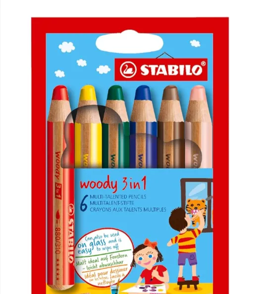 Buntstift, Wasserfarbe & Wachsmalkreide – STABILO woody 3 in 1 – 6er Pack – mit 6 verschiedenen Farben – für 3,79 € inkl. Prime-Versand [statt 12,69€]