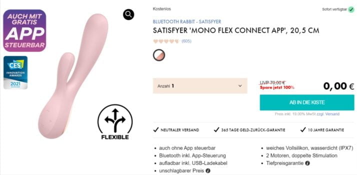 Satisfyer Mono Flex 205 cm Vibrator mit App