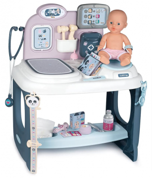 Smoby Baby Care Center für Puppen bis 38 cm mit mechanischer Waage Untersuchungstisch und all