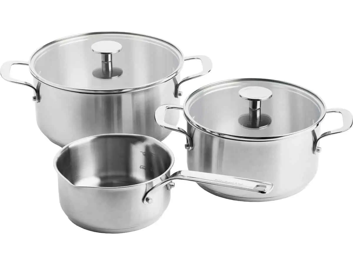 KitchenAid Topfset aus Edelstahl (3-teilig) für 105,90 € inkl. Versand statt 149,99 €