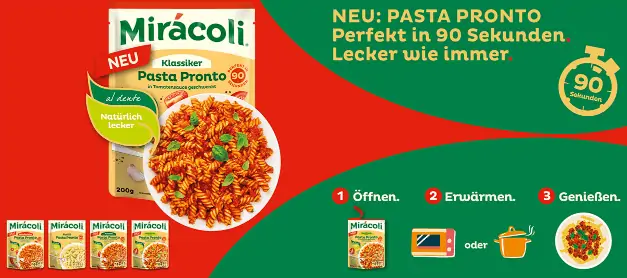 Gratis testen: Miracoli Pasta Pronto vers. Sorten (100% Cashback)