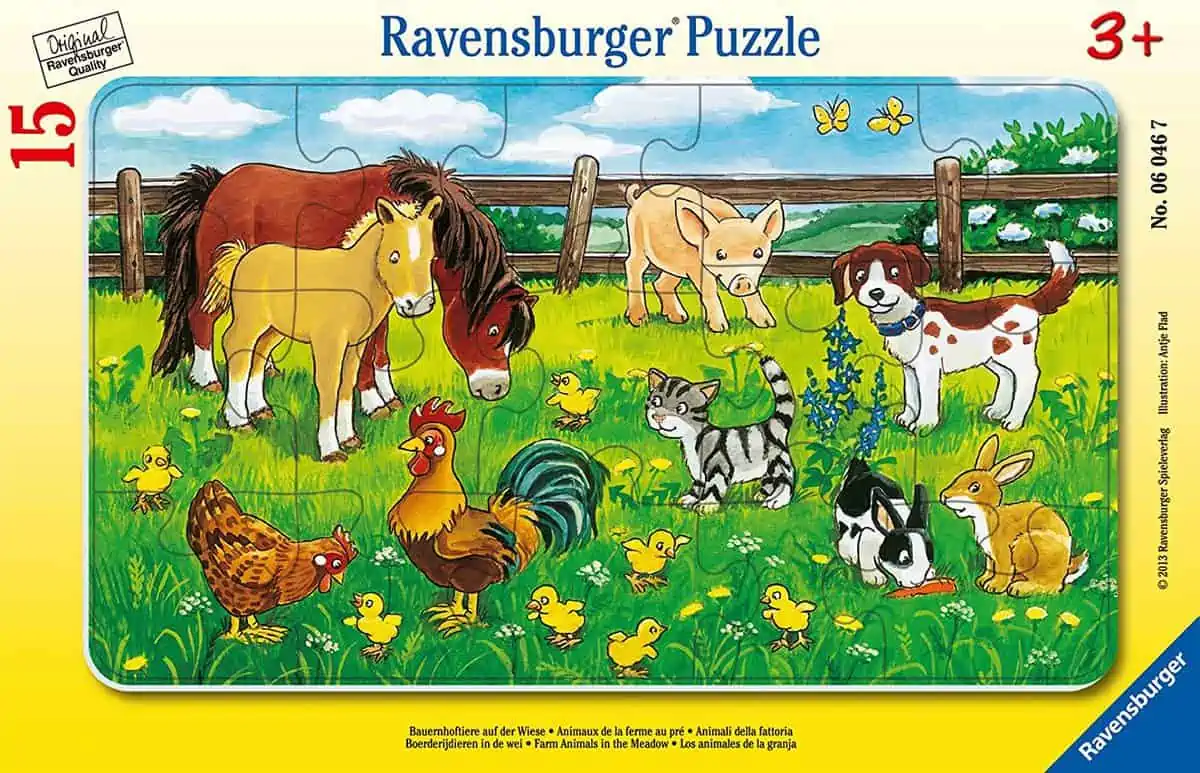 Ravensburger Bauernhoftiere auf der Wiese (15 Teile) für 4,99 € [Prime] statt 6,49 €