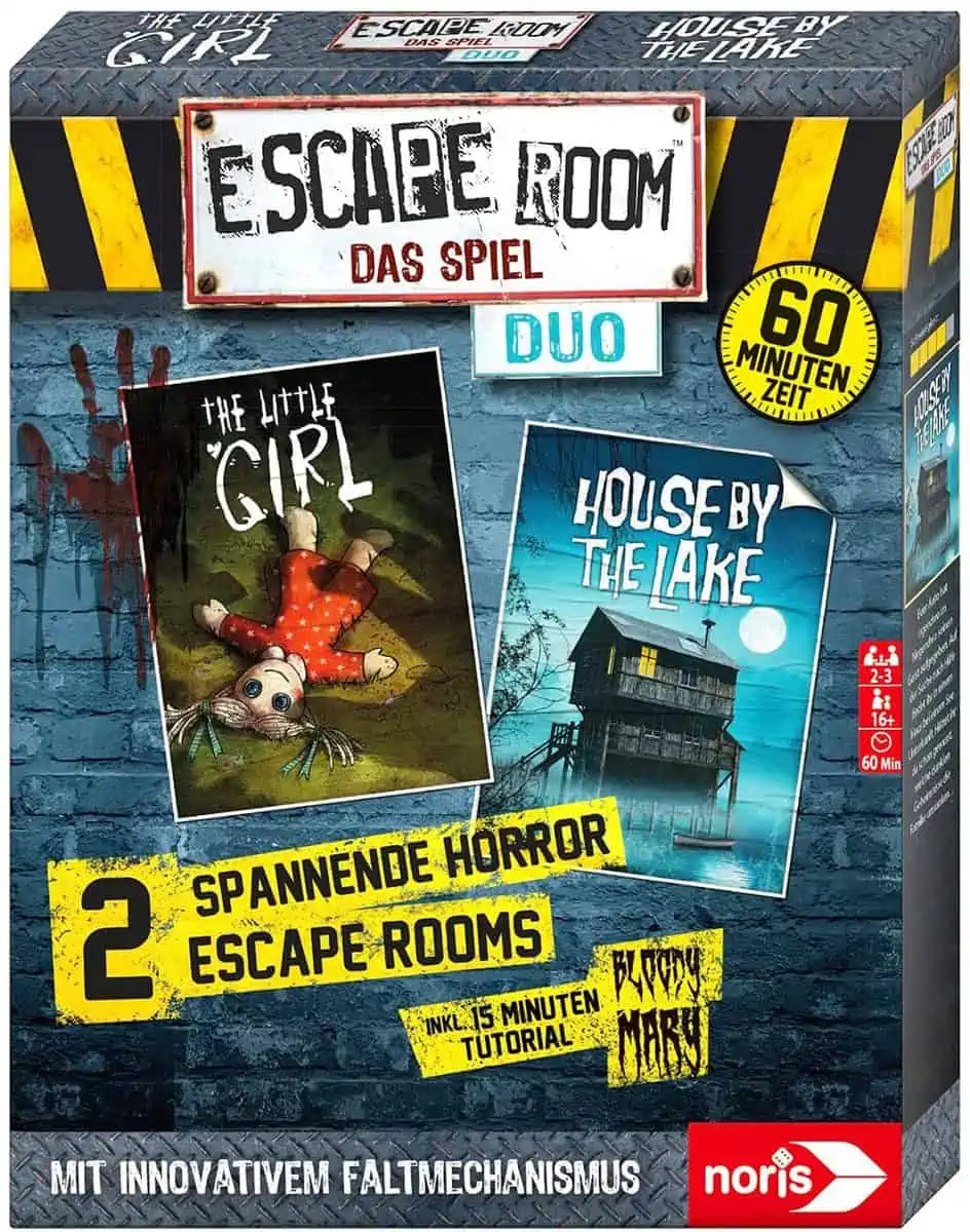 Escape Room Duo Horror Gesellschaftsspiel inkl. 2 Fällen und Promo Fall mit neuartigem Falt-Mechanismus für 9,99 € [Prime] statt 16,98 €