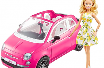 Barbie GXR57 Puppe und Fiat Viersitzer und Barbie Puppe mit Moden und Accessoires Geschenk für K