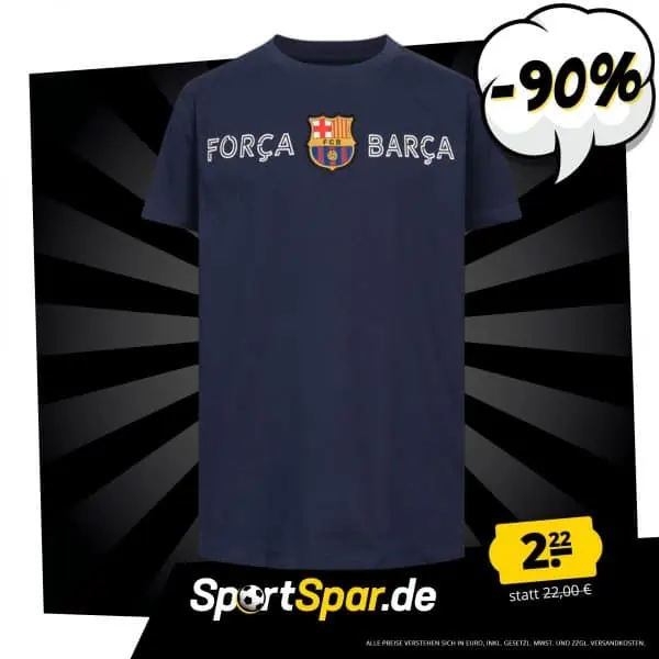 FC Barcelona Forca Barca Kinder T-Shirt (Gr. 104 bis 152) für 2,22 € zzgl. 3,95 € Versand