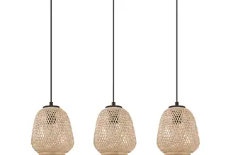 EGLO Pendelleuchte Dembleby 3 flammige Haengelampe Vintage Natur Hygge Haengeleuchte Holz Korb gef