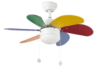 Faro Barcelona Palao 33179 Deckenventilator mit Licht 6 Flügeln aus MDF mehrfarbig Durchmesser 76