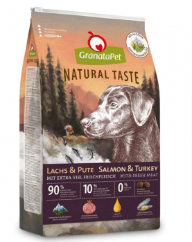 GranataPet Natural Taste Lachs Pute hoher Fischanteil Fleischanteil Trockenfutter für Hunde H