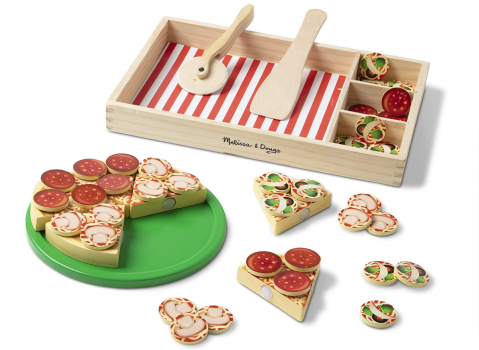 Melissa Doug Pizza aus Holz   Fantasiespiel   Essensspiel   3   Geschenk für Jungen oder Mädchen