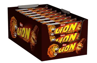 NESTLÉ LION Choco Knusper Schokoriegel mit Karamell Füllung Crispy Waffel 24er Pack 24 x 42g