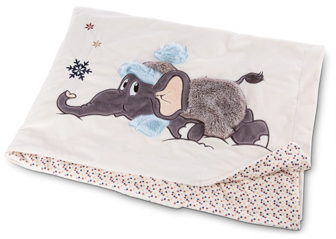 NICI 47296 Elefant 140 x 175cm – Kuscheldecke für Babys Kinder – Flauschige Plüschdecke mit Winter