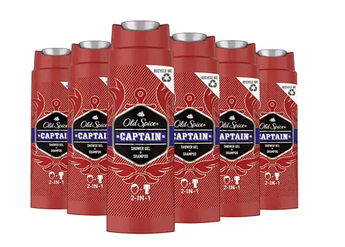 Old Spice Captain Duschgel und Shampoo für Männer 6er Pack 6 x 250 ml 2in1 Showergel Shampoo