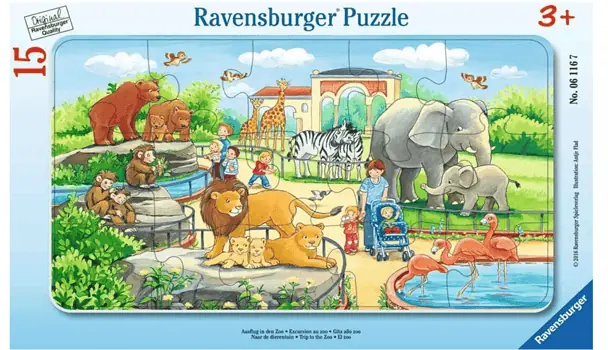 Ravensburger Kinderpuzzle 06116 Ausflug in den Zoo Rahmenpuzzle für Kinder ab 3 Jahren mit 15 T