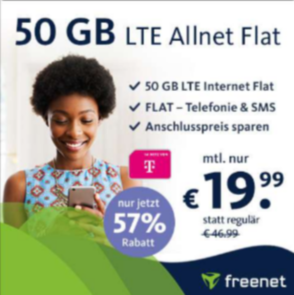 Telekom Netz Gb Green Lte Tarif Für € Monat Von Freenet Mit Mbit S Volte Wlan Call Allnet Sms Flat