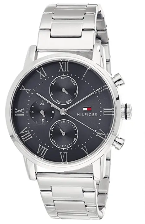 Tommy Hilfiger Herrenuhr 1791397 (Quarz Uhr, Silbernes Edelstahlarmband)