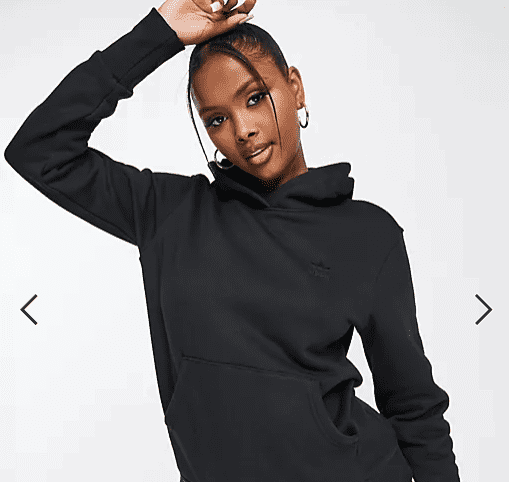 Adidas Originals – Kapuzenpullover In Schwarz Mit Kleinem Farblich Abgestimmtem Dreiblatt Logo As