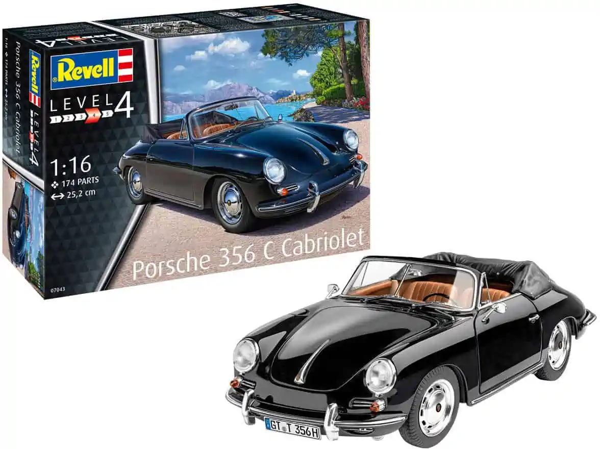 Revell 7043 Porsche 356 Cabriolet Automodell Bausatz (Maßstab 1:16) für 27,96 € [Prime] statt 42,66 €