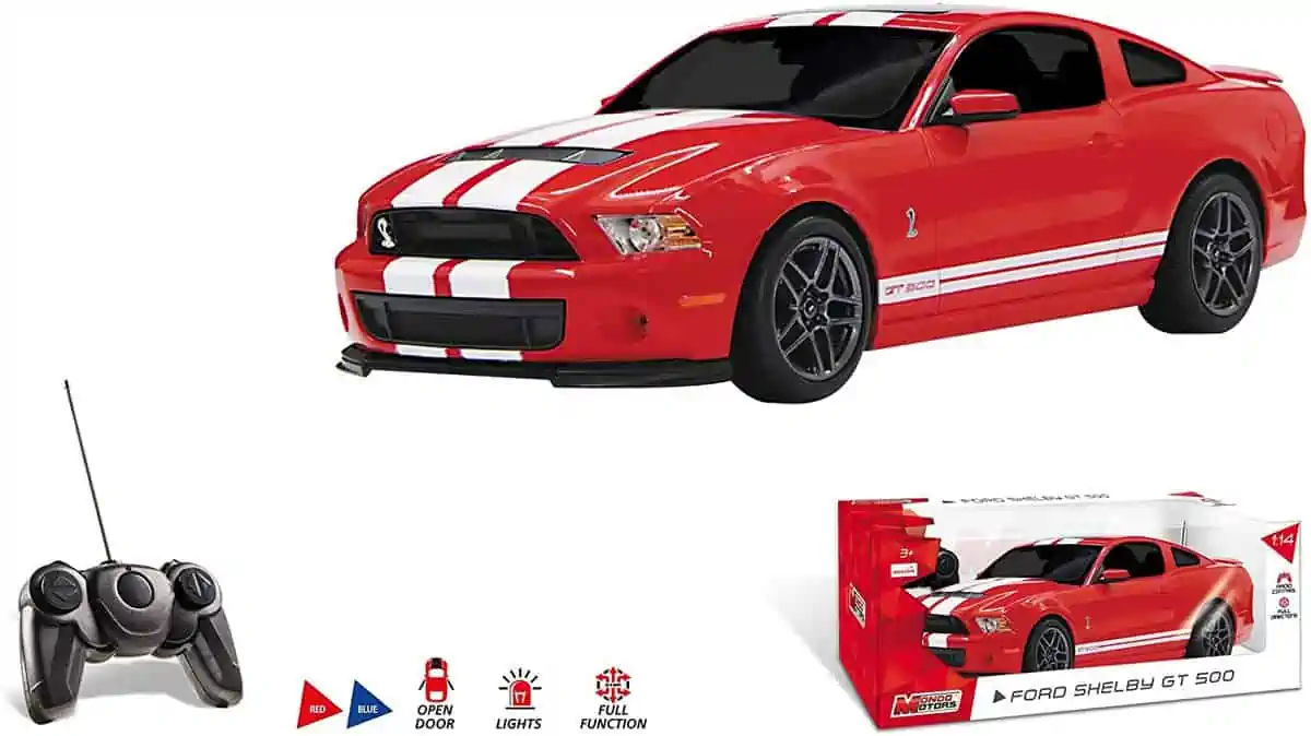 Mondo – Shelby Gt 500 Ford RC-Fahrzeug 1:14, Farbe Rot/Blau für 10,28 € [Prime] statt 40,00 €