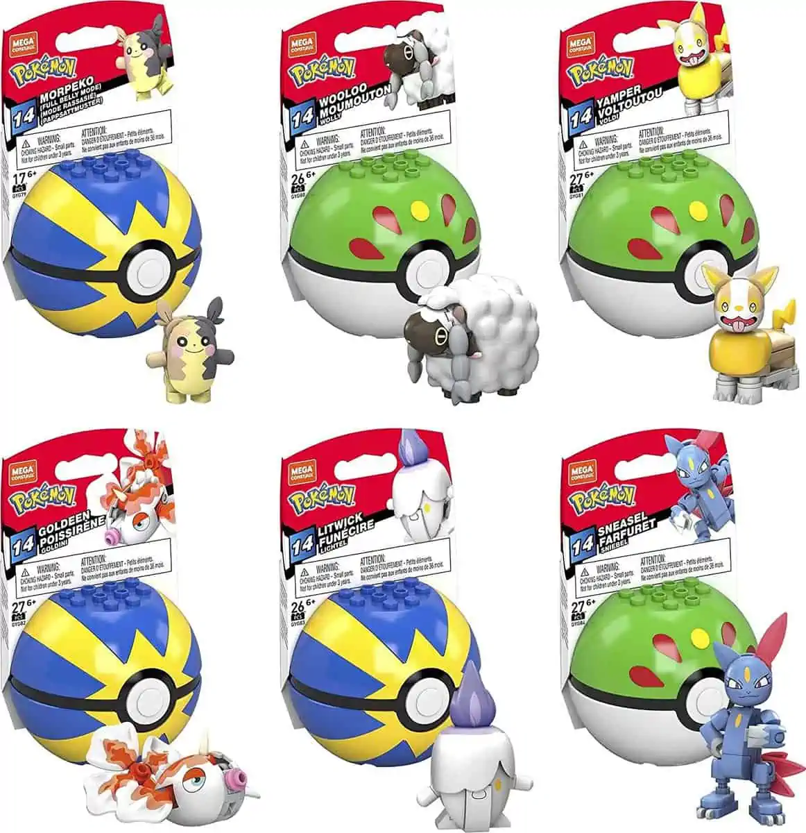 Mega Construx HBH80 – Pokémon Poké Ball-Serie, 6-teiliges Bauset für 24,99 € [Prime] statt 38,31 €