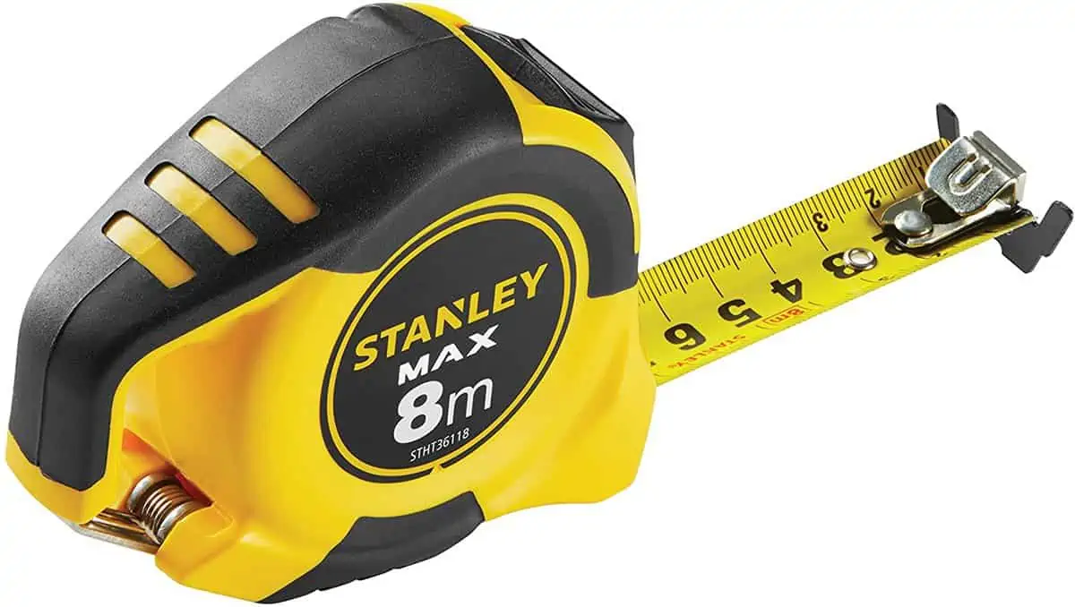 Stanley Bandmaß Max (mit Magnethaken, 8 m x 25 mm, Feststeller, Automatischem Rücklauf und Gürtelclip) STHT0-36118 für 12,89 € [Prime] statt 17,11 €