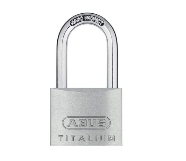 Abus 64Ti 40Hb40 Titalium Vorhaengeschloss Mit Langem Buegel 40 X 40 Mm