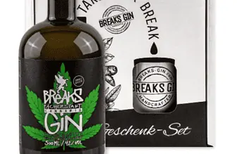 Breaks CANNABIS Gin Geschenk Set mit Tasse 1 x 05 L Handmade Gin Kraeuternote Small Batch
