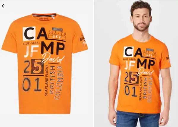 Camp David Herren T-Shirt mit Logoprint (Gr S bis L + XXL) für 27,90 € inkl. Versand (statt 34,94 €)