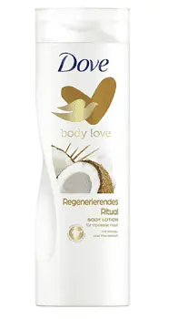 Dove Body Love Body Lotion Regenerierendes Ritual fuer trockene Haut mit Kokos und Mandelduft 400 m