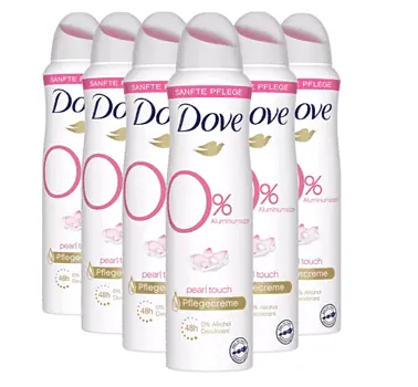 Dove Pearl Touch Deospray Damen 6er Pack ohne Aluminiumsalze 48 Stunden Schutz 6 x 150 ml   Amazon