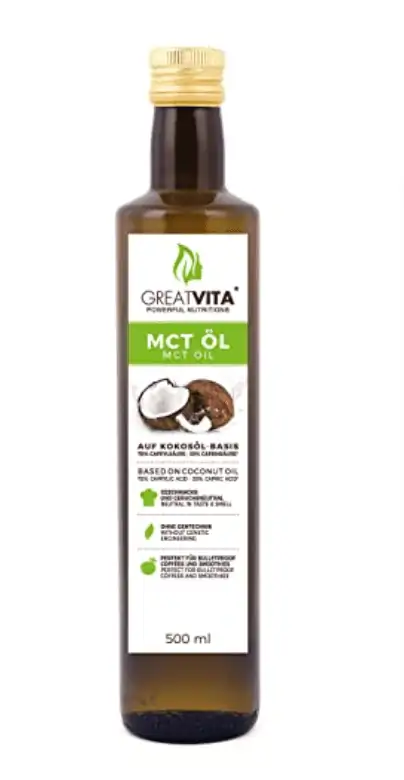 GreatVita MCT Öl auf Kokosölbasis 500 ml C8 & C10 Fettsäuren ab 3,90 € inkl. Prime-Versand (statt 9,99 €)
