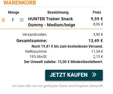 Hunter Trainer Snack Dummy 25 Cm In Grau 22