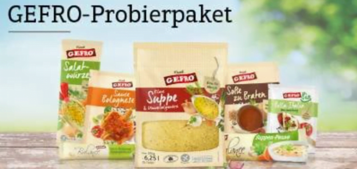 Kostenloses Probierpaket  Gratis Lebensmittel Paket   GEFRO