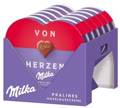 Milka I Love Milka Pralinen 12 x 44g Pralinen aus Nuss Nougat Creme umhuellt von Alpenmilch Schokola