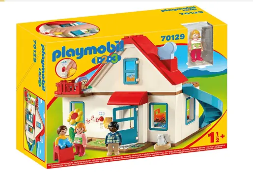 Playmobil 1.2.3 70129 Einfamilienhaus Mit funktionsfähiger Klingel und Soundeffekt Ab 18 Monaten