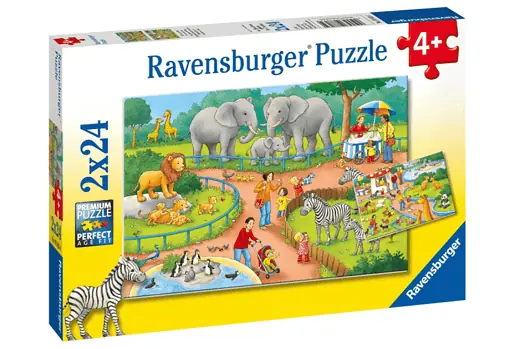 Ravensburger Kinderpuzzle 07813 Ein Tag im Zoo Puzzle fuer Kinder ab 4 Jahren mit 2x24 Teilen  A 1