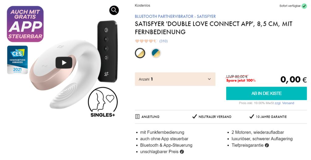 Satisfyer Double Love Partnervibrator Mit App + Fernbedienung