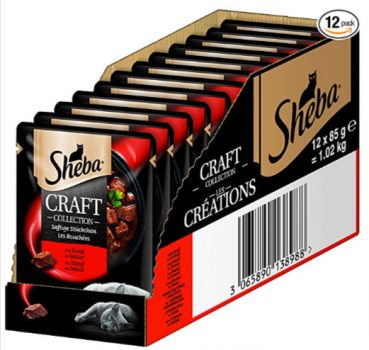 Sheba Craft Collection – Edles Nassfutter für Katzen – Saftige Stückchen mit Rindfleisch und Sauce – Portionsbeutel à g Amazon de Haustier