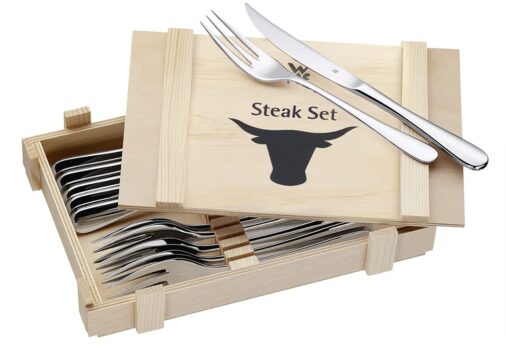 WMF Steakbesteck teilig Steakbesteck Set fuer Personen Steakmesser Steakgabel Cromargan Edel