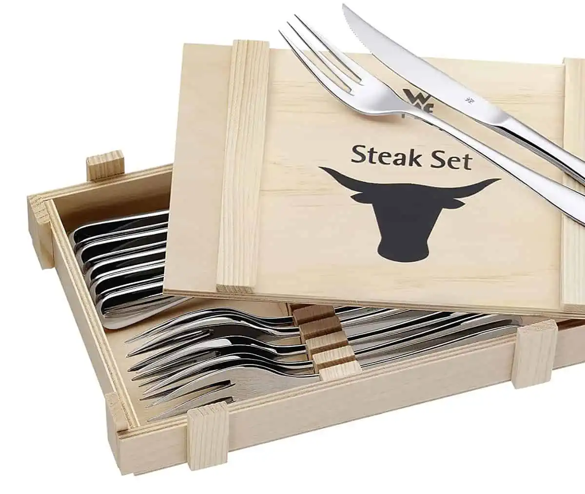 WMF Steakbesteck 🥩🍴12-tlg. in Holzkiste für 24,99 € inkl. Prime-Versand